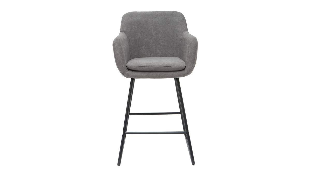 Tabourets de bar en tissu effet velours gris H65 cm (lot de 2) AMIKA