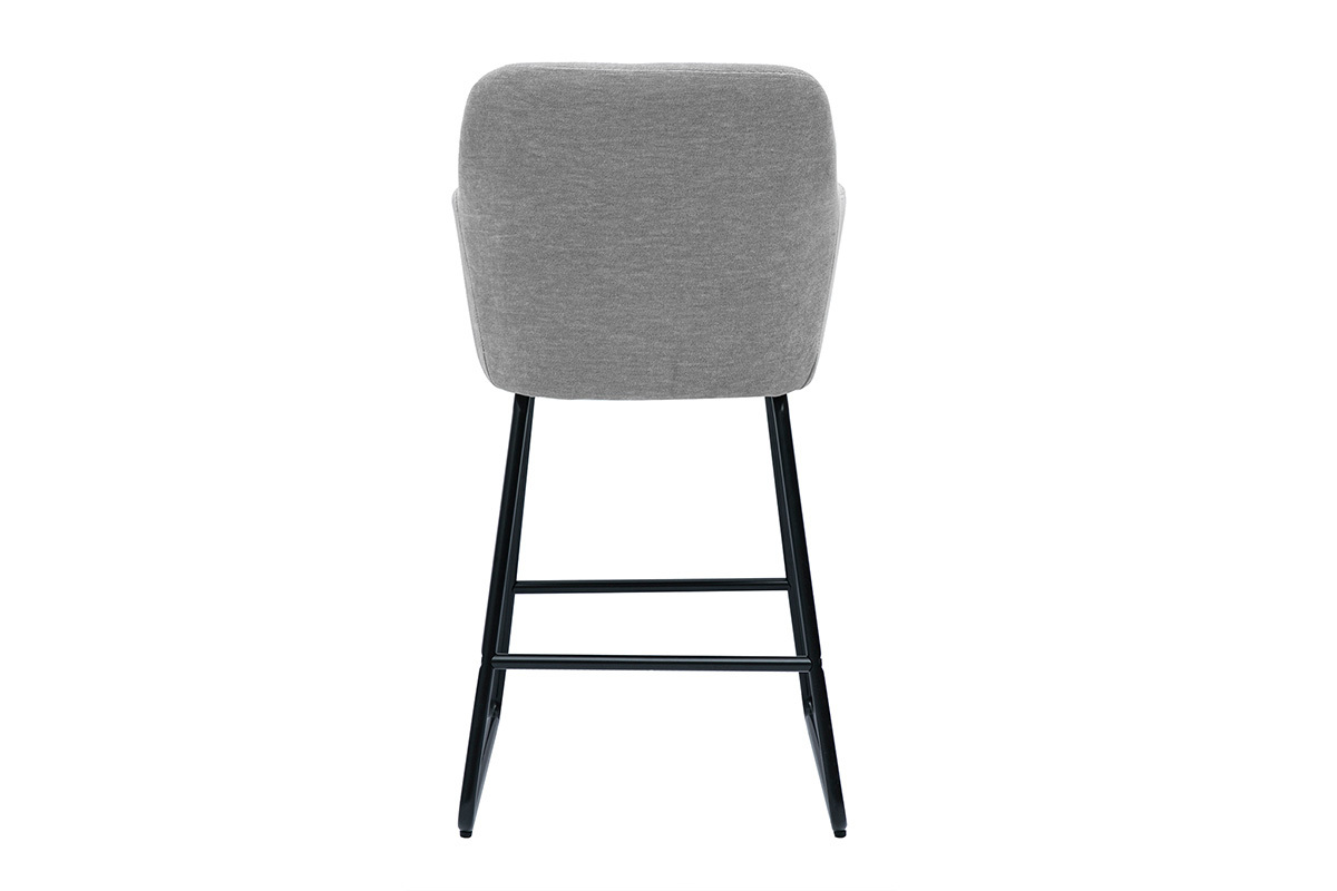Tabourets de bar en tissu effet velours gris H65 cm (lot de 2) AMIKA