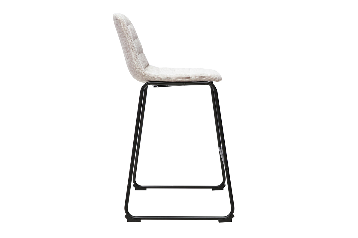 Tabourets de bar en tissu effet velours textur� beige et m�tal H64 cm (lot de 2) SAURY