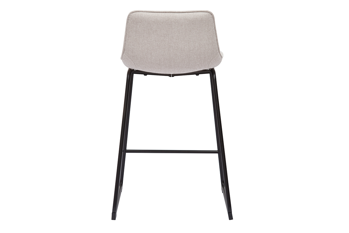 Tabourets de bar en tissu effet velours textur beige et mtal H65 cm (lot de 2) BOOST