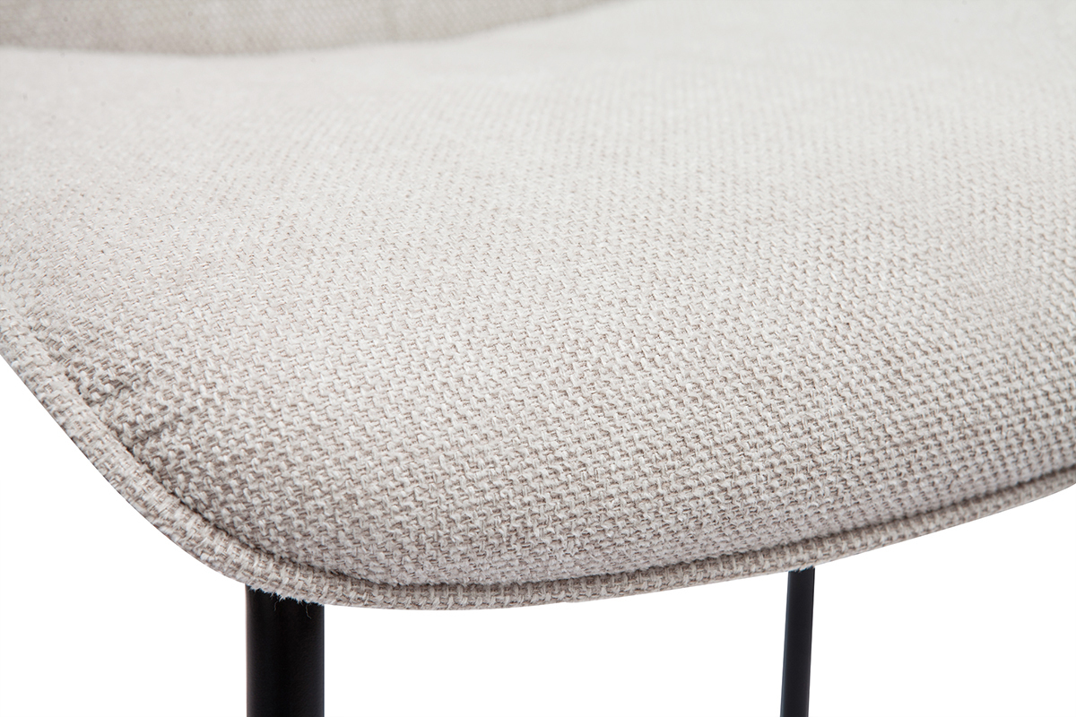 Tabourets de bar en tissu effet velours textur beige et mtal H65 cm (lot de 2) BOOST