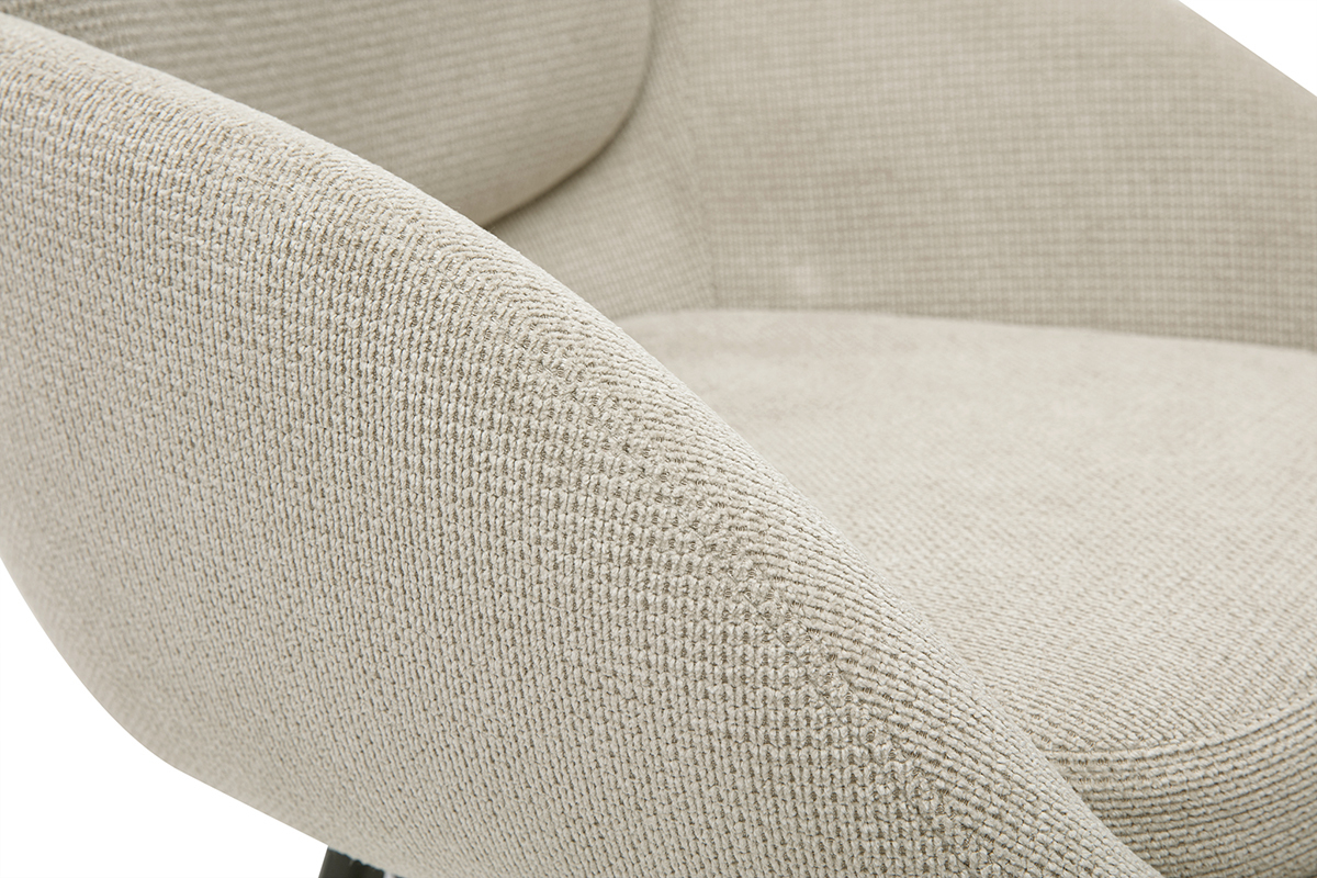 Tabourets de bar en tissu effet velours textur� beige et m�tal noir H68.5 cm (lot de 2) SLAKE