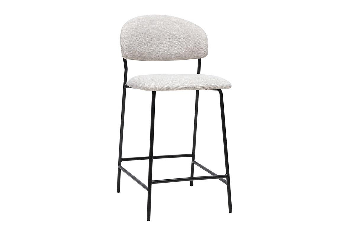 Tabourets de bar en tissu effet velours textur� beige H64 cm (lot de 2) BENTA