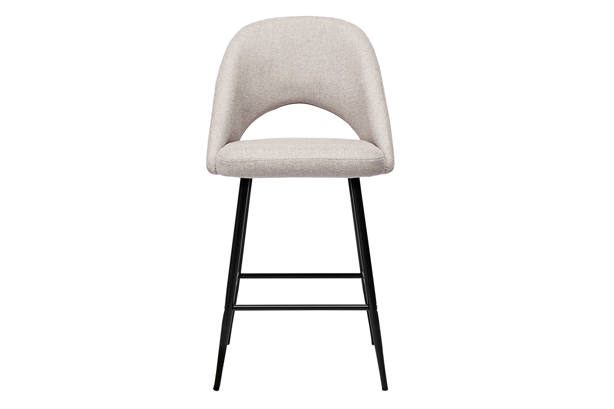 Tabourets de bar en tissu effet velours textur beige H65 cm (lot de 2) COSETTE