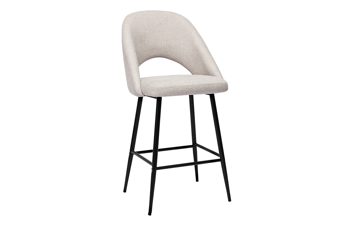 Tabourets de bar en tissu effet velours textur beige H65 cm (lot de 2) COSETTE