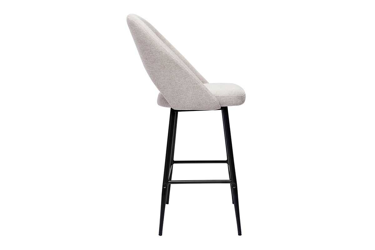 Tabourets de bar en tissu effet velours textur beige H65 cm (lot de 2) COSETTE