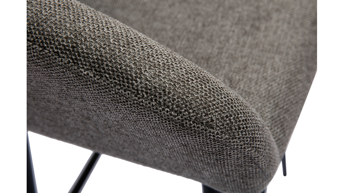 Tabourets de bar en tissu effet velours textur gris et mtal H65 cm (lot de 2) LAURETTE