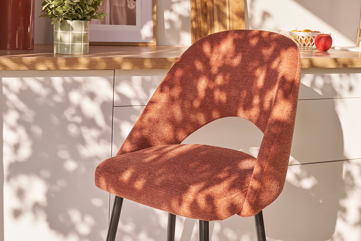 Tabourets de bar en tissu effet velours textur terre brle (lot de 2) COSETTE