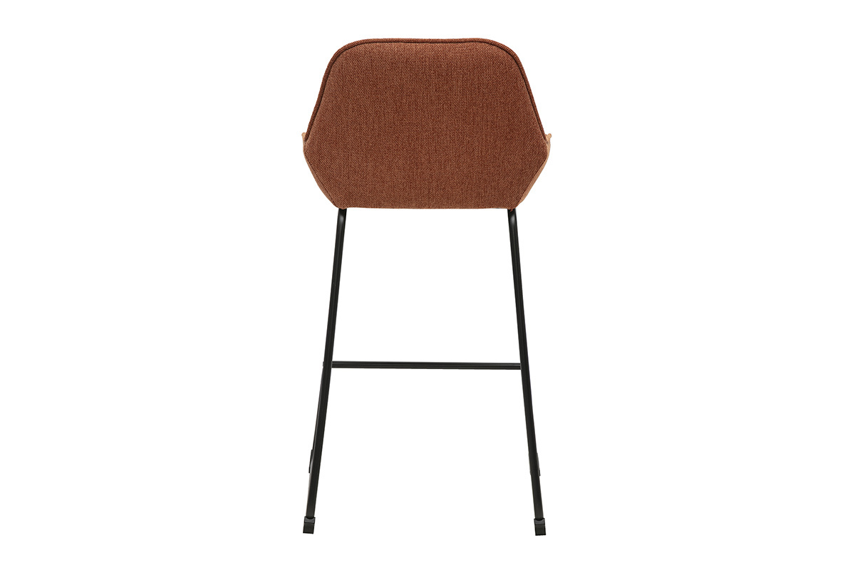 Tabourets de bar en tissu effet velours textur� terre br�l�e et m�tal noir H68 cm (lot de 2) RONNIE