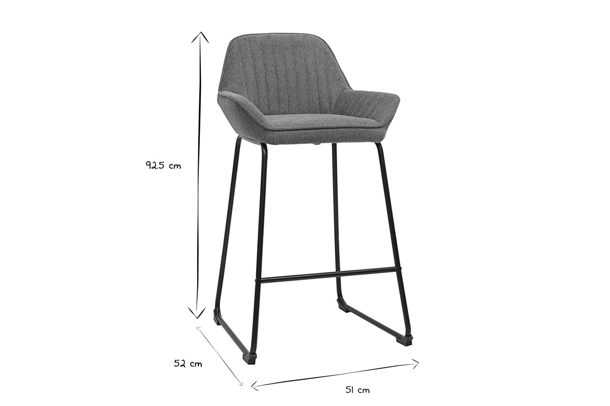 Tabourets de bar en tissu effet velours textur� terre br�l�e et m�tal noir H68 cm (lot de 2) RONNIE
