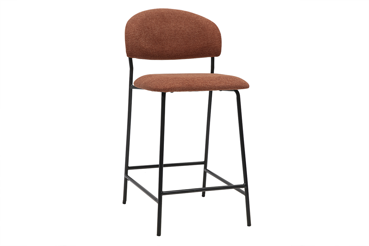Tabourets de bar en tissu effet velours textur� terre br�l�e H64 cm (lot de 2) BENTA