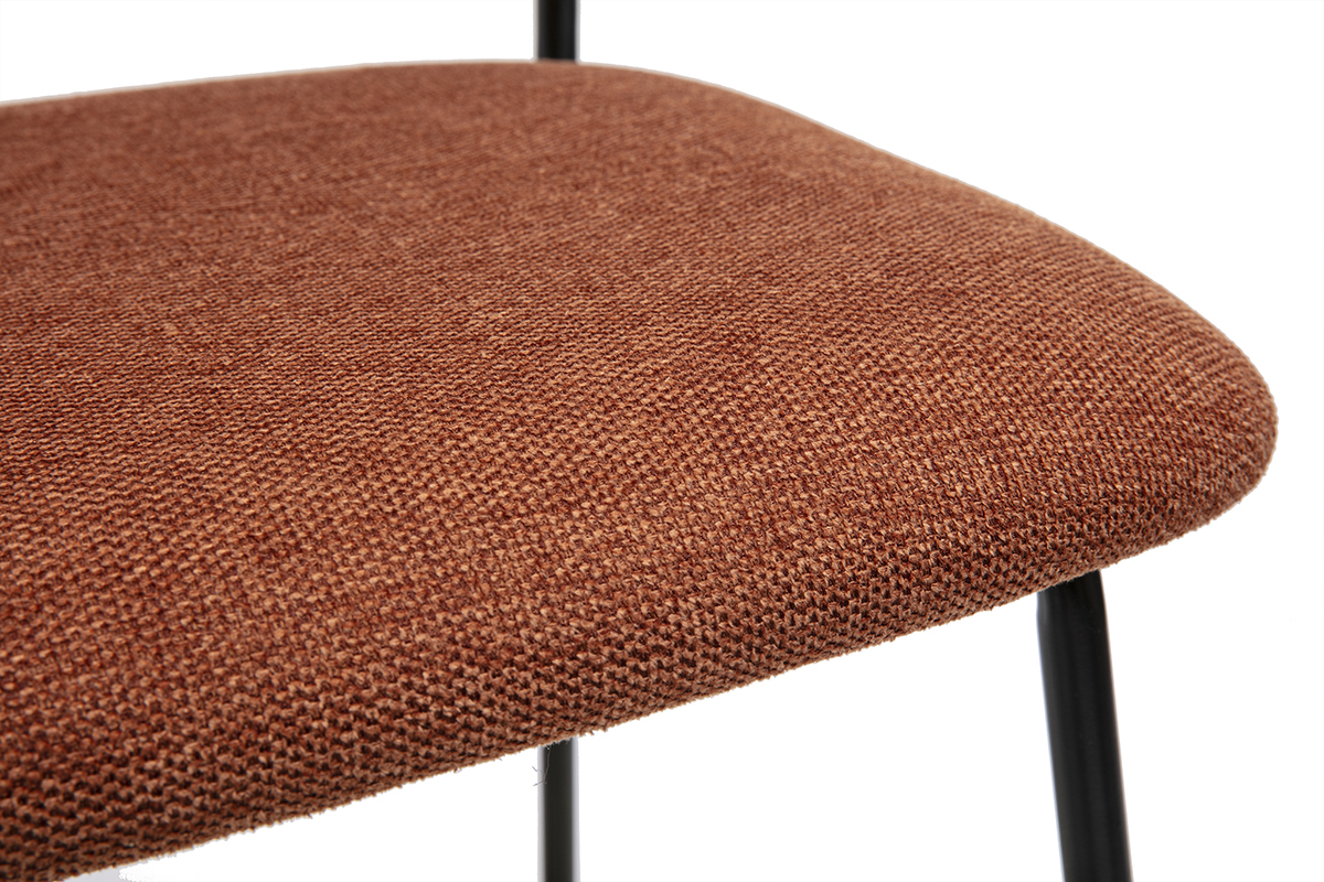 Tabourets de bar en tissu effet velours textur� terre br�l�e H64 cm (lot de 2) BENTA