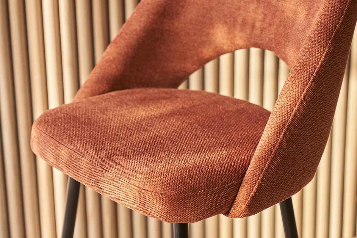 Tabourets de bar en tissu effet velours textur terre brle H65 cm (lot de 2) COSETTE