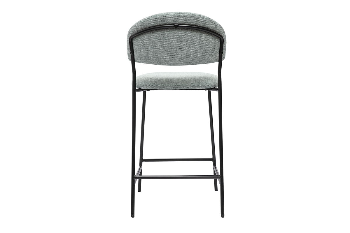 Tabourets de bar en tissu effet velours textur� vert c�ladon H64 cm (lot de 2) BENTA