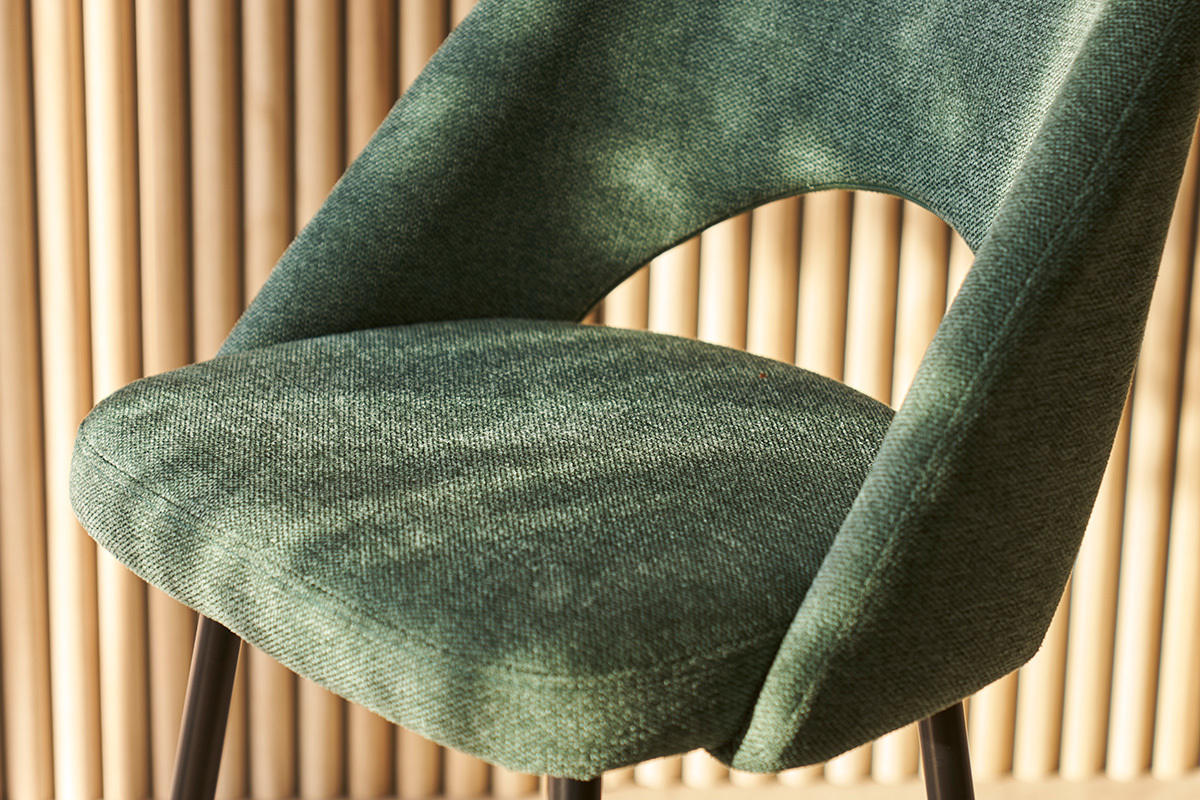 Tabourets de bar en tissu effet velours textur vert H65 cm (lot de 2) COSETTE
