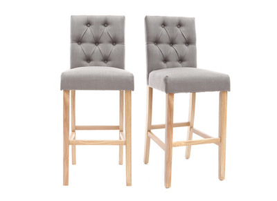 Tabourets de bar en tissu gris clair H75 cm (lot de 2) RIVOLI