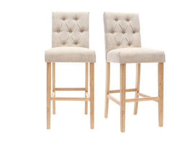 Tabourets de bar en tissu naturel H75 cm (lot de 2) RIVOLI