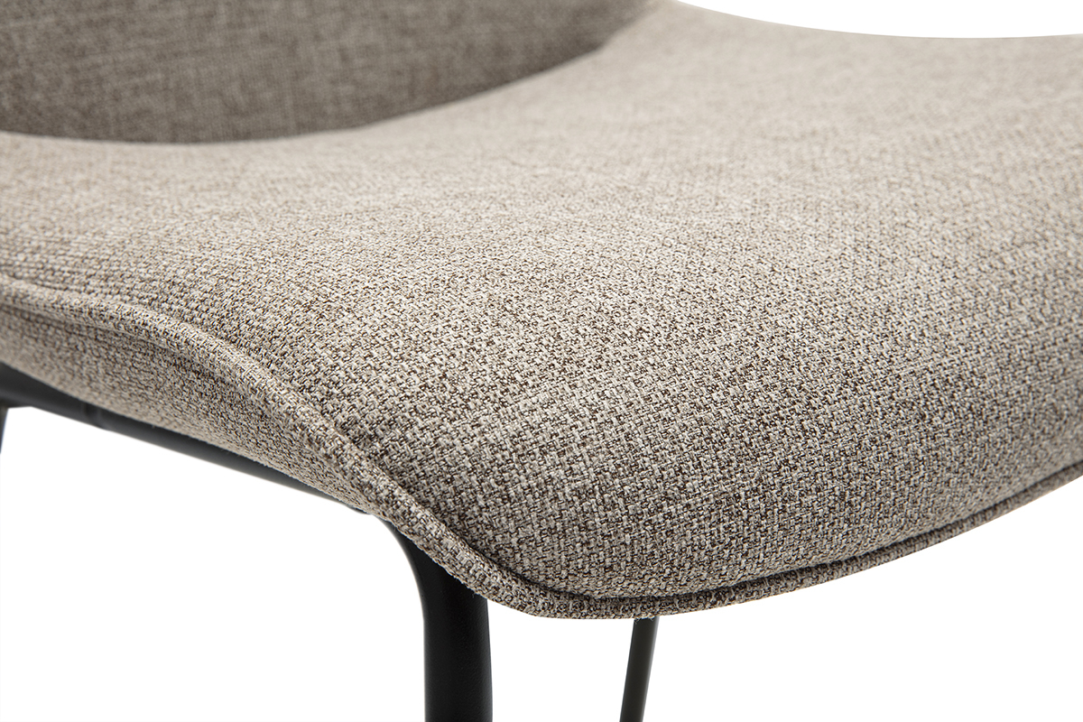 Tabourets de bar en tissu taupe et m�tal noir H65 cm (lot de 2) BOOST