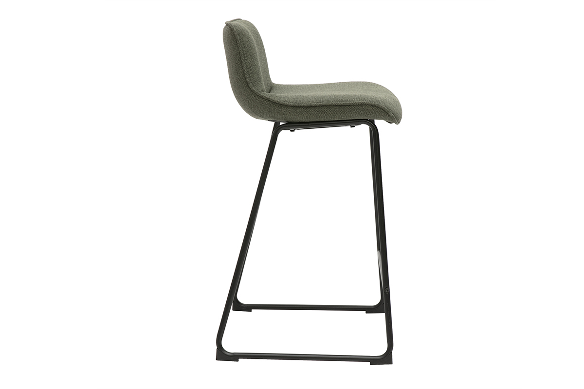 Tabourets de bar en tissu vert kaki et mtal H65 cm (lot de 2) BOOST