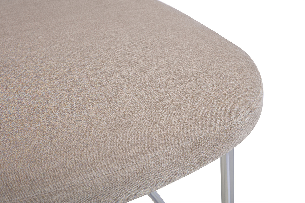 Tabourets de bar fixes en tissu effet velours taupe H65 cm (lot de 2) BREKA