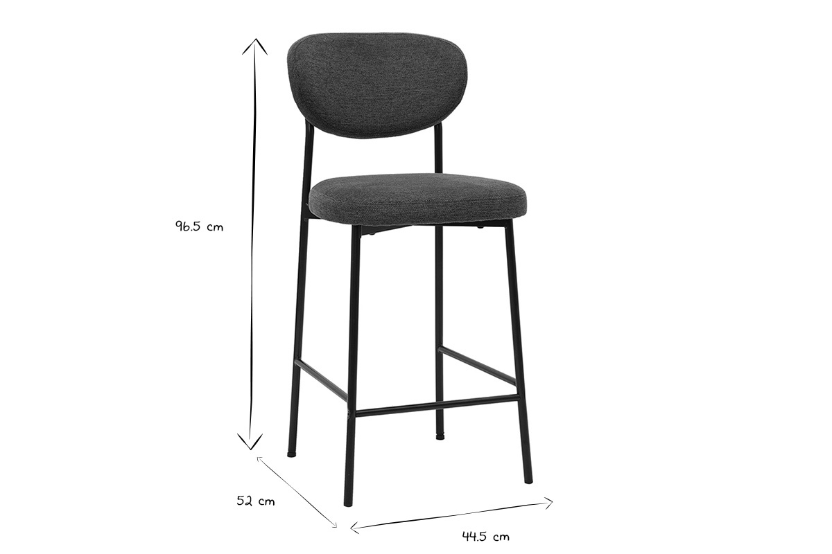 Tabourets de bar fixes en tissu effet velours textur� bleu fonc� H65 cm (lot de 2) BREKA