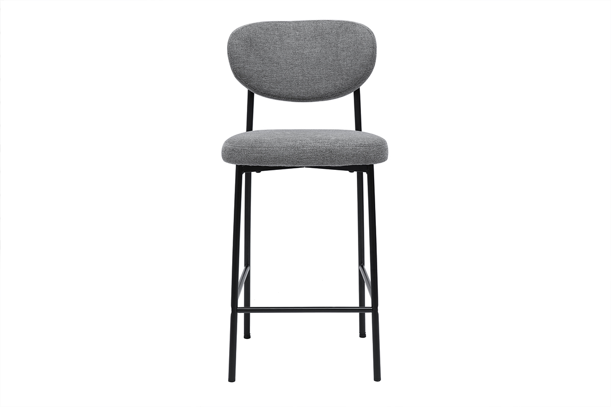 Tabourets de bar fixes en tissu effet velours textur gris clair (lot de 2) BREKA