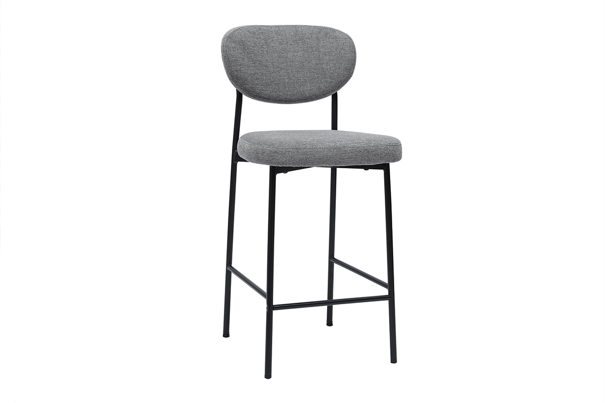 Tabourets de bar fixes en tissu effet velours textur gris clair (lot de 2) BREKA