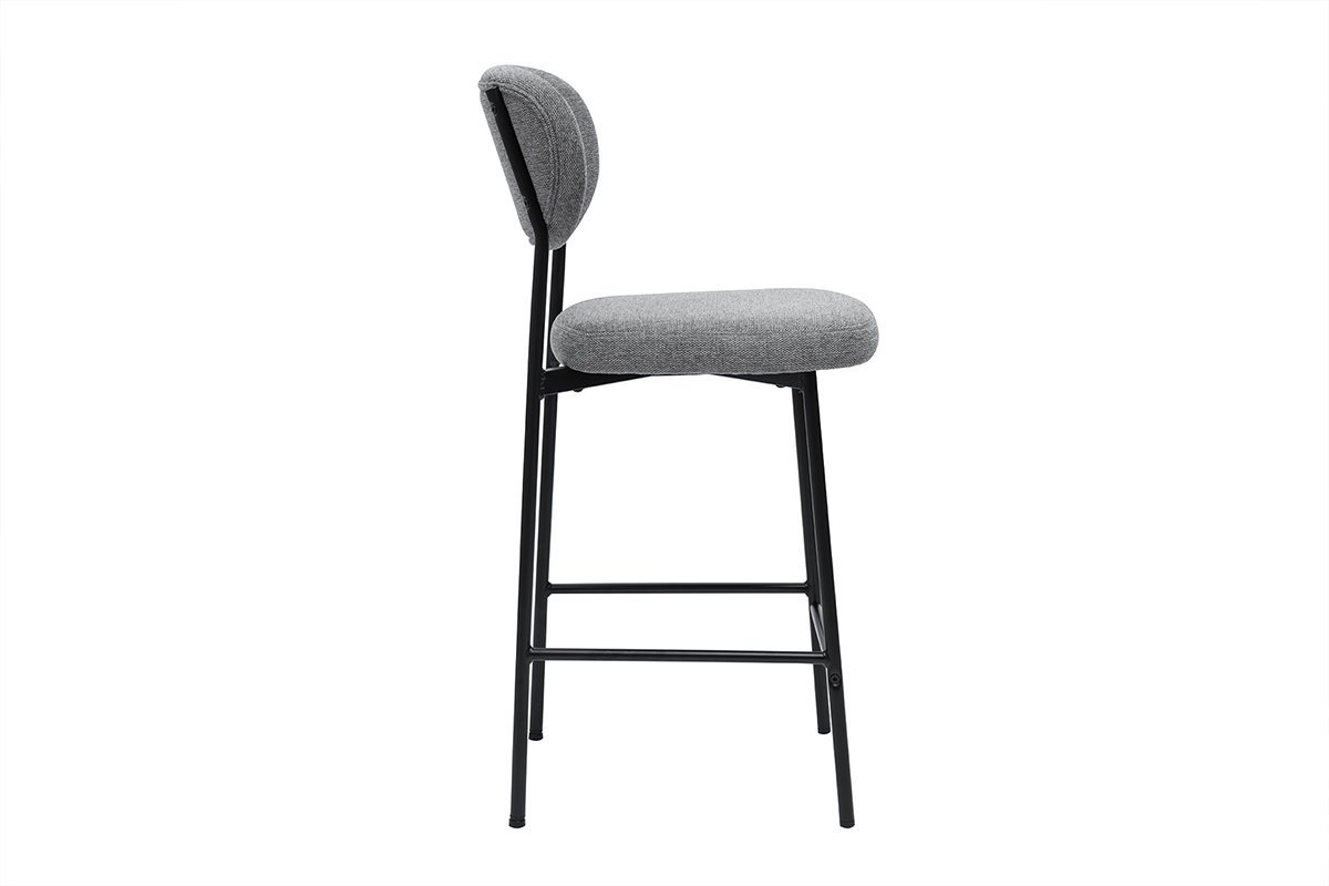 Tabourets de bar fixes en tissu effet velours textur gris clair (lot de 2) BREKA