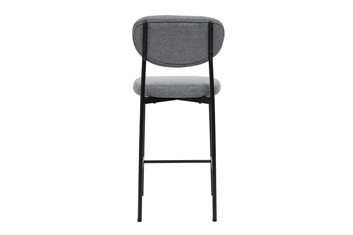 Tabourets de bar fixes en tissu effet velours textur gris clair (lot de 2) BREKA