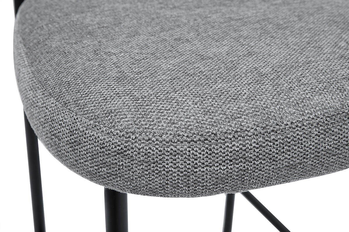Tabourets de bar fixes en tissu effet velours textur gris clair (lot de 2) BREKA
