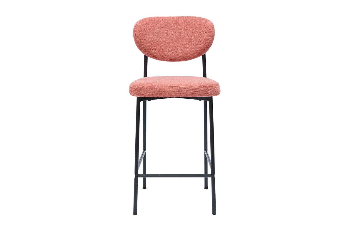Tabourets de bar fixes en tissu effet velours textur terracotta  (lot de 2) BREKA