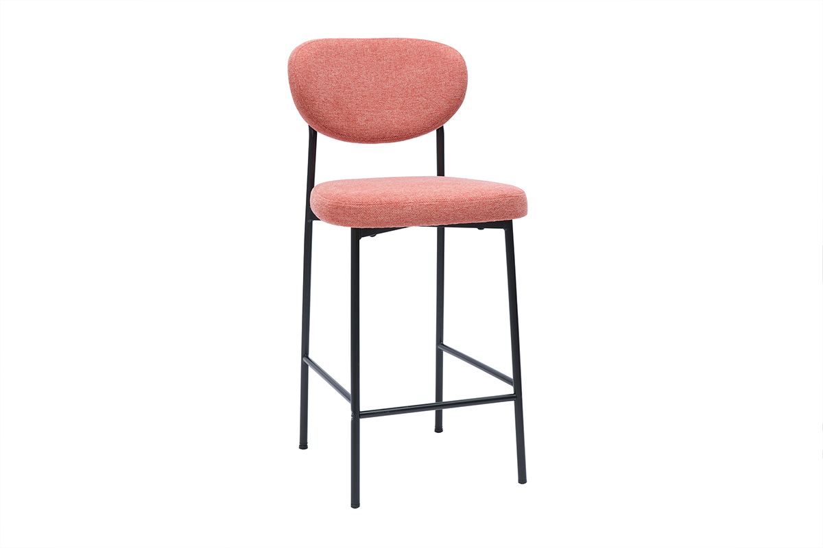 Tabourets de bar fixes en tissu effet velours textur terracotta  (lot de 2) BREKA