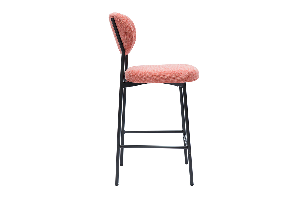 Tabourets de bar fixes en tissu effet velours textur terracotta  (lot de 2) BREKA