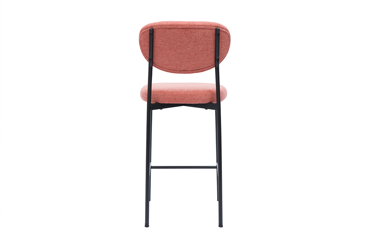 Tabourets de bar fixes en tissu effet velours textur terracotta  (lot de 2) BREKA