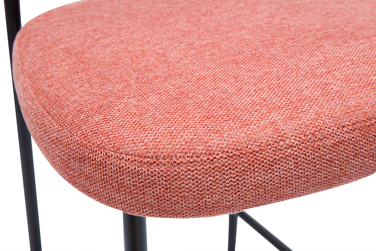 Tabourets de bar fixes en tissu effet velours textur terracotta  (lot de 2) BREKA