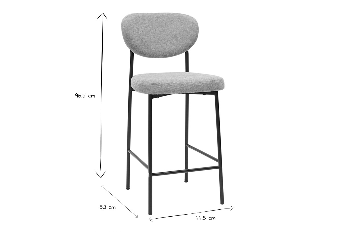 Tabourets de bar fixes en tissu effet velours textur terracotta  (lot de 2) BREKA