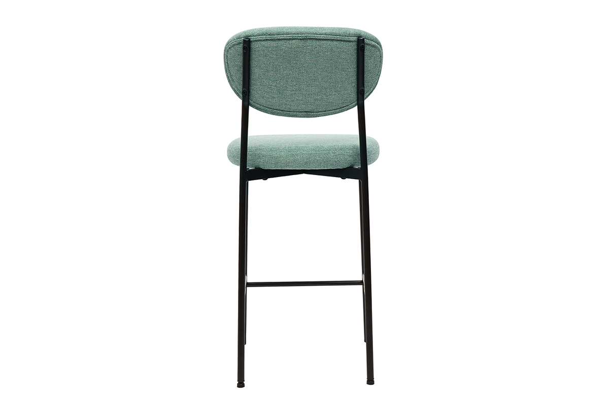 Tabourets de bar fixes en tissu effet velours textur vert cladon H65 cm (lot de 2) BREKA