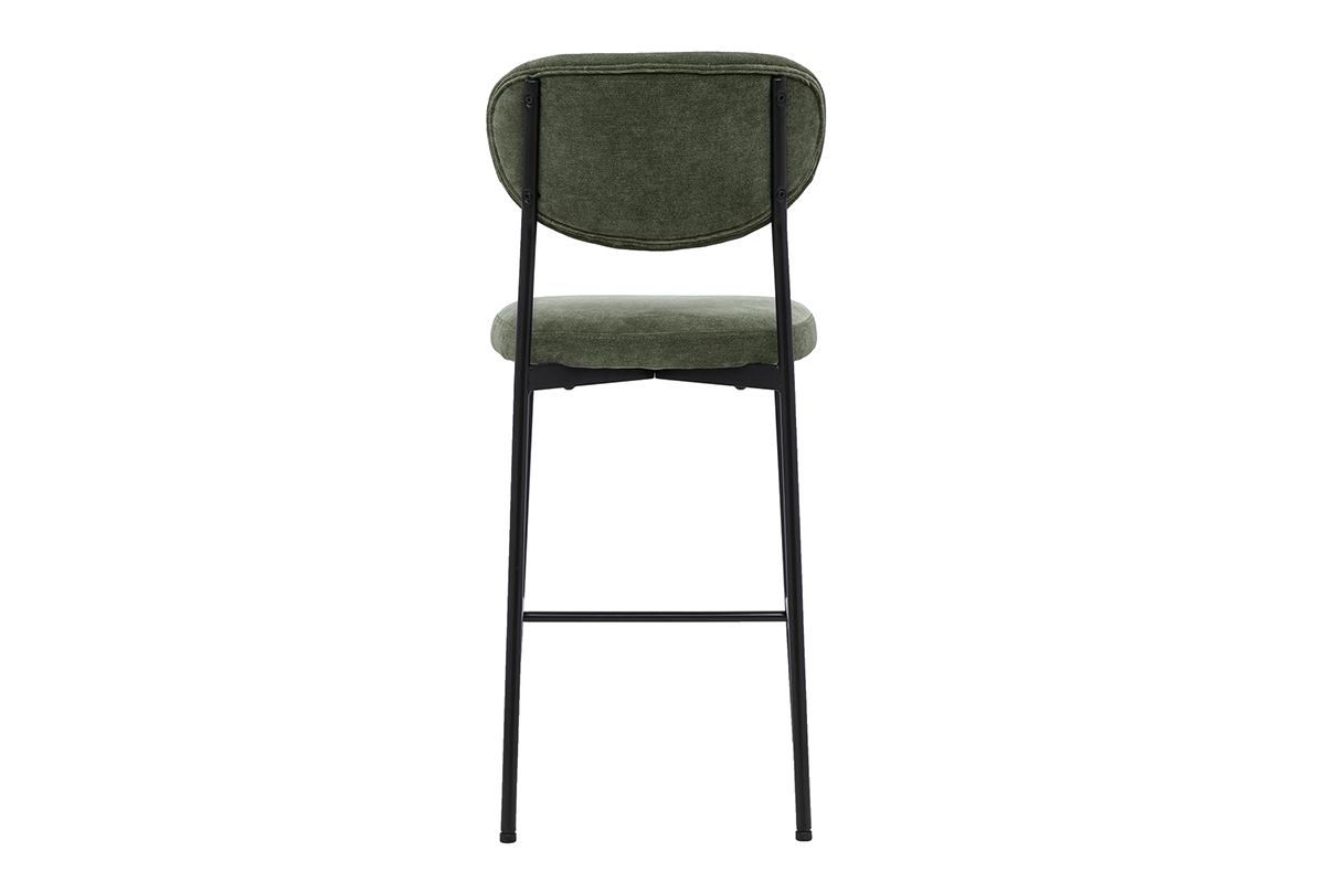 Tabourets de bar fixes en tissu effet velours vert kaki H65 cm (lot de 2) BREKA