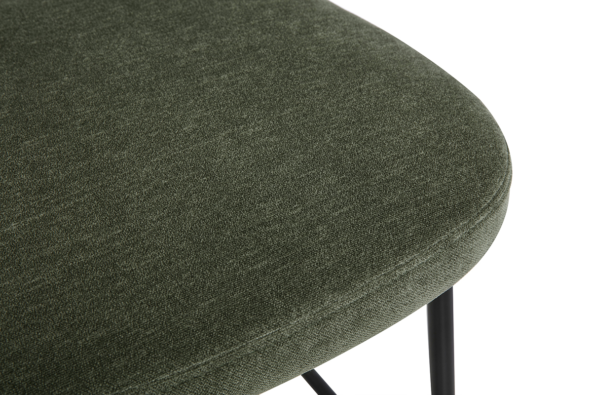 Tabourets de bar fixes en tissu effet velours vert kaki H65 cm (lot de 2) BREKA