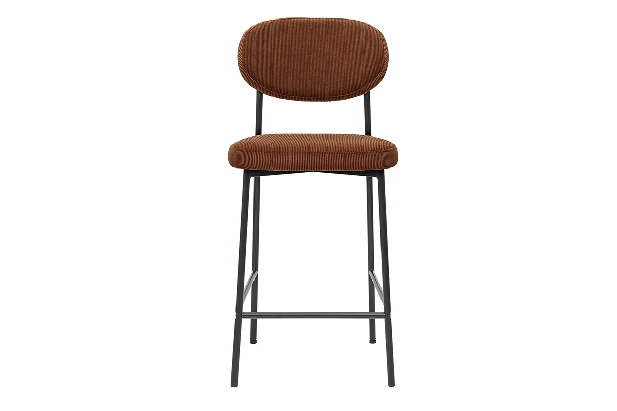 Tabourets de bar fixes en tissu velours ctel terre brle H65 cm (lot de 2) BREKA