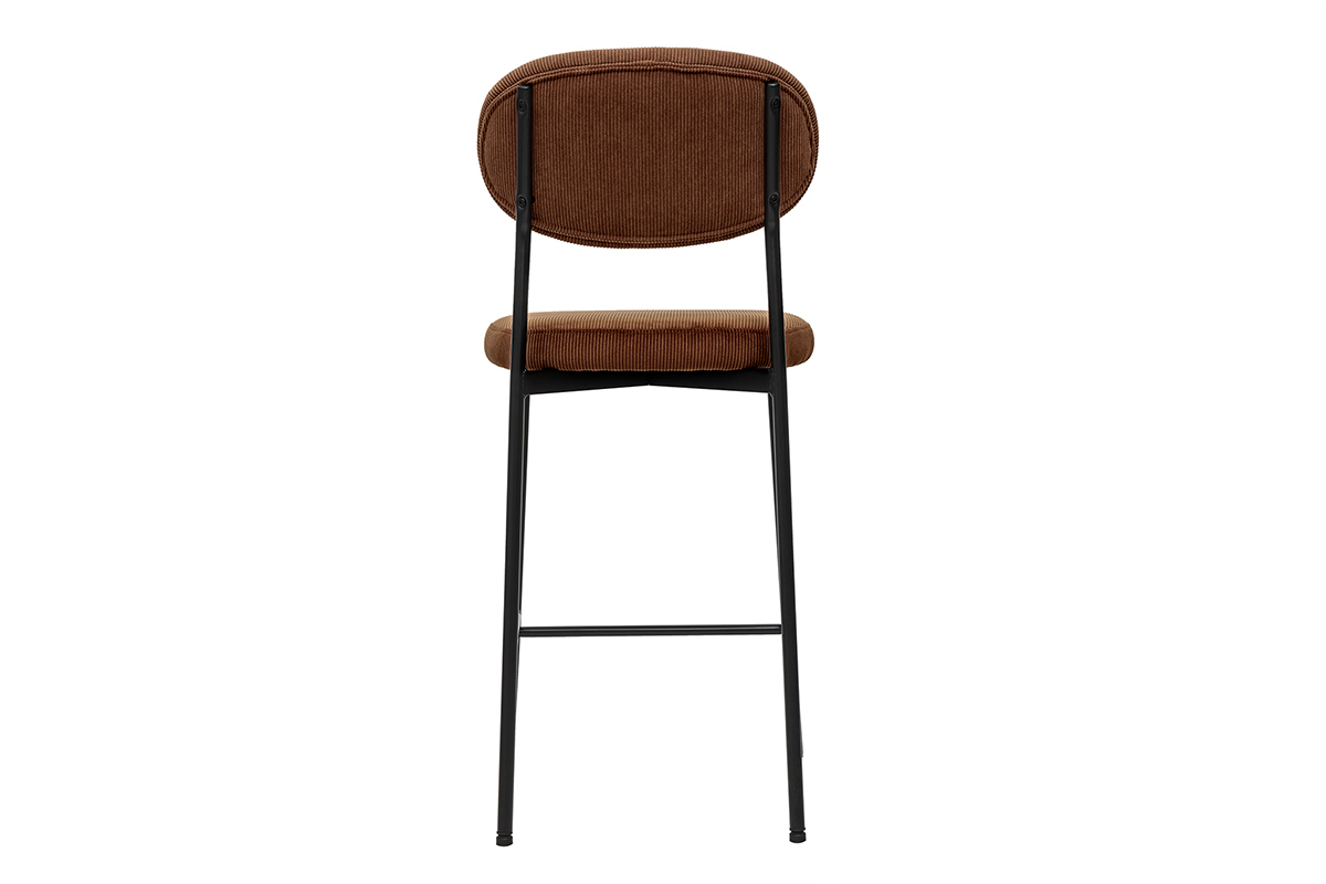 Tabourets de bar fixes en tissu velours ctel terre brle H65 cm (lot de 2) BREKA