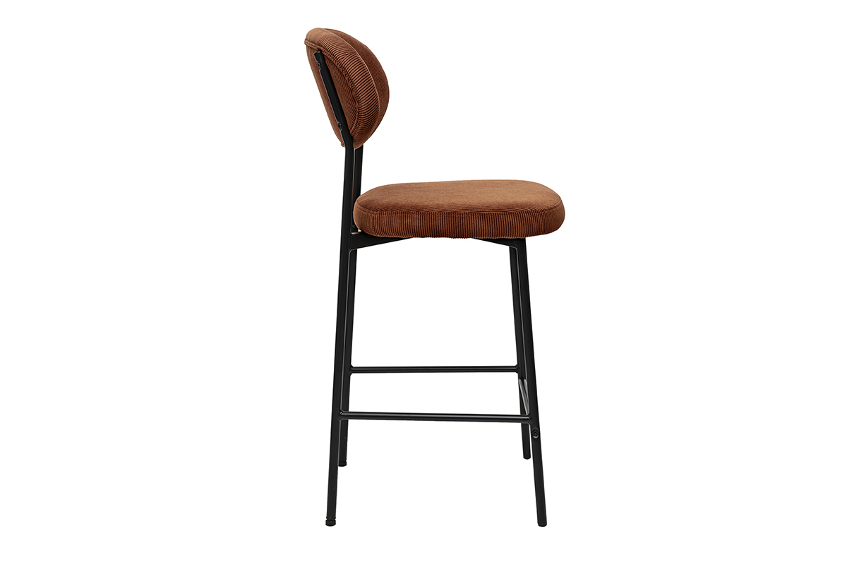 Tabourets de bar fixes en tissu velours ctel terre brle H65 cm (lot de 2) BREKA