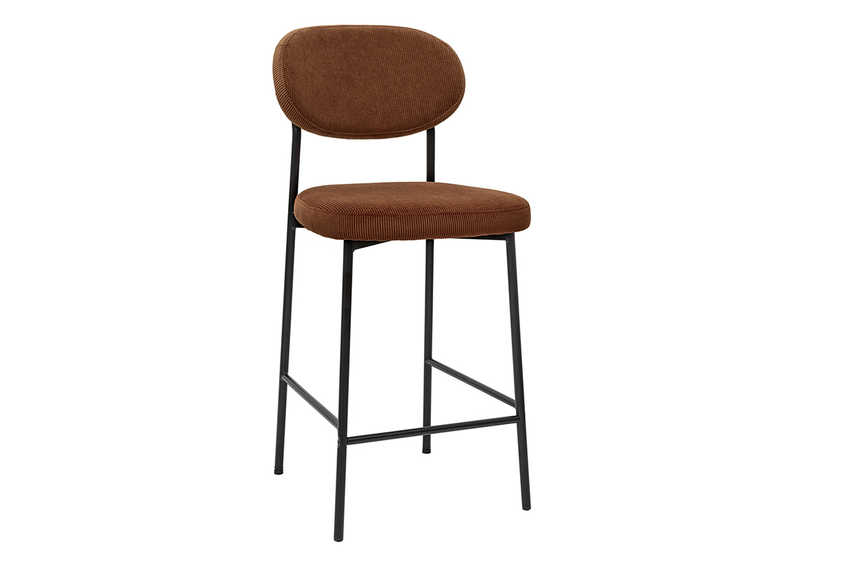 Tabourets de bar fixes en tissu velours ctel terre brle H65 cm (lot de 2) BREKA