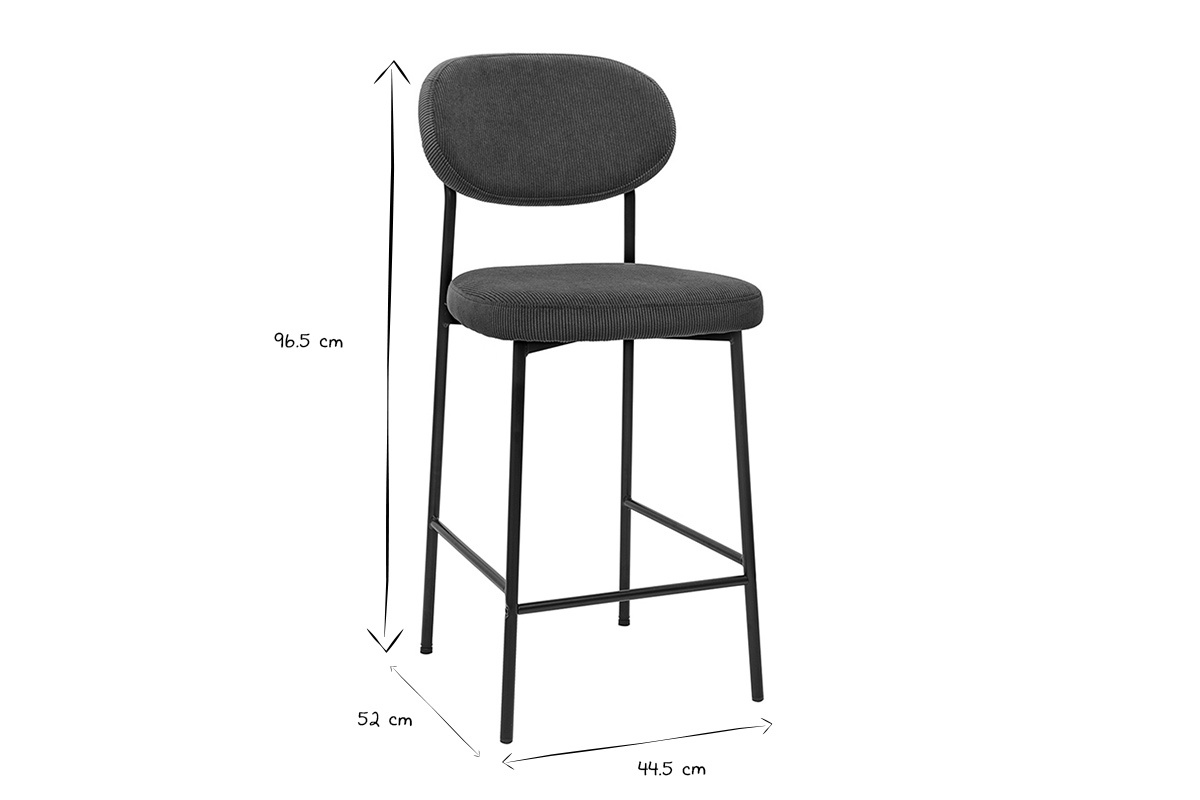 Tabourets de bar fixes en tissu velours ctel terre brle H65 cm (lot de 2) BREKA