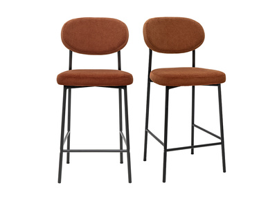 Tabourets de bar fixes en tissu velours côtelé terre brûlée H65 cm (lot de 2) BREKA