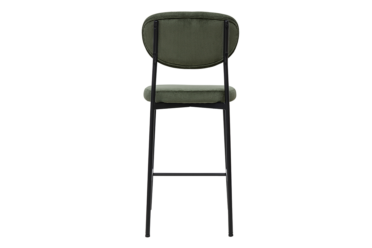 Tabourets de bar fixes en tissu velours ctel vert kaki H65 cm (lot de 2) BREKA