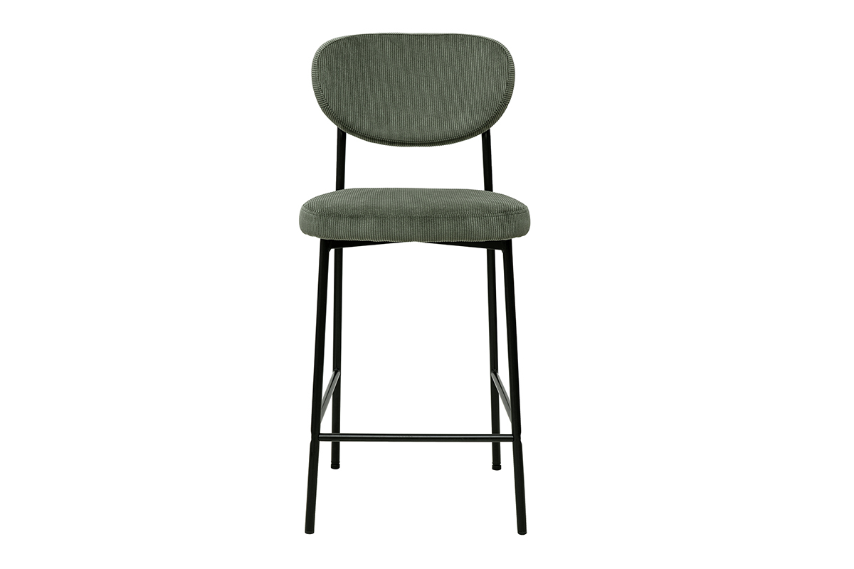 Tabourets de bar fixes en tissu velours ctel vert kaki H65 cm (lot de 2) BREKA