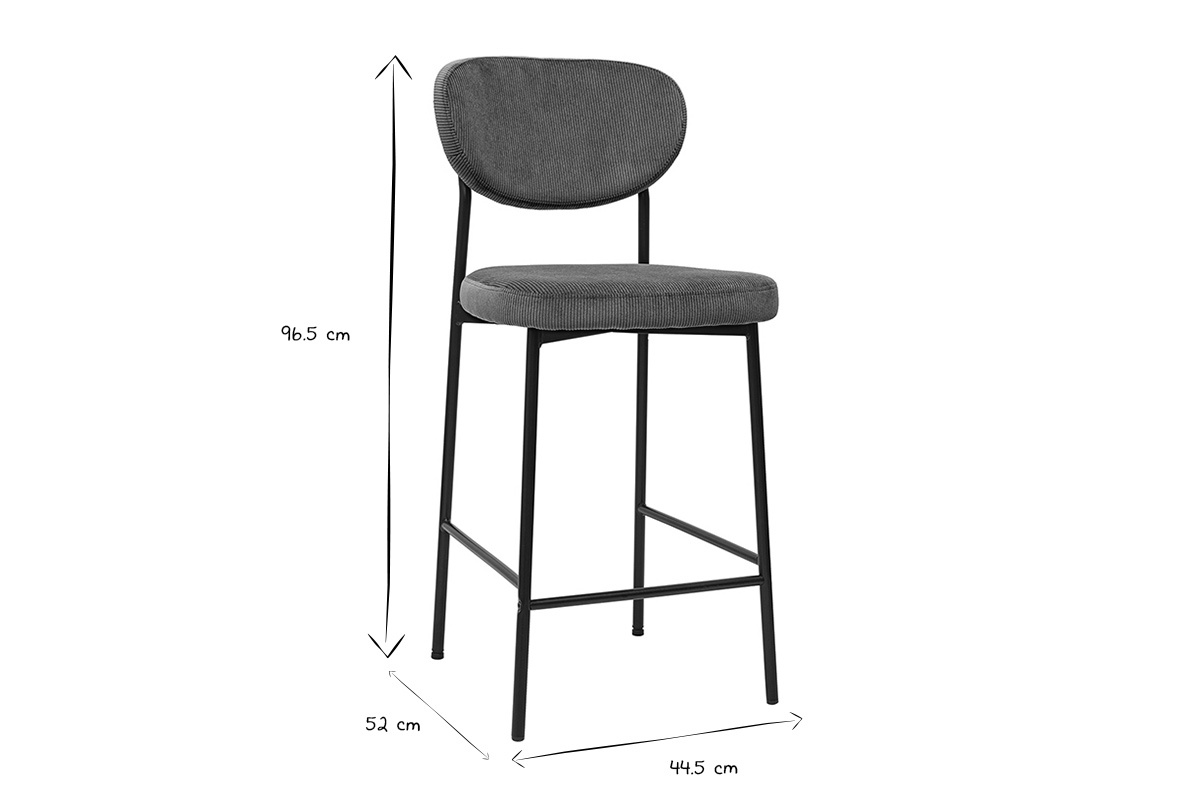 Tabourets de bar fixes en tissu velours ctel vert kaki H65 cm (lot de 2) BREKA