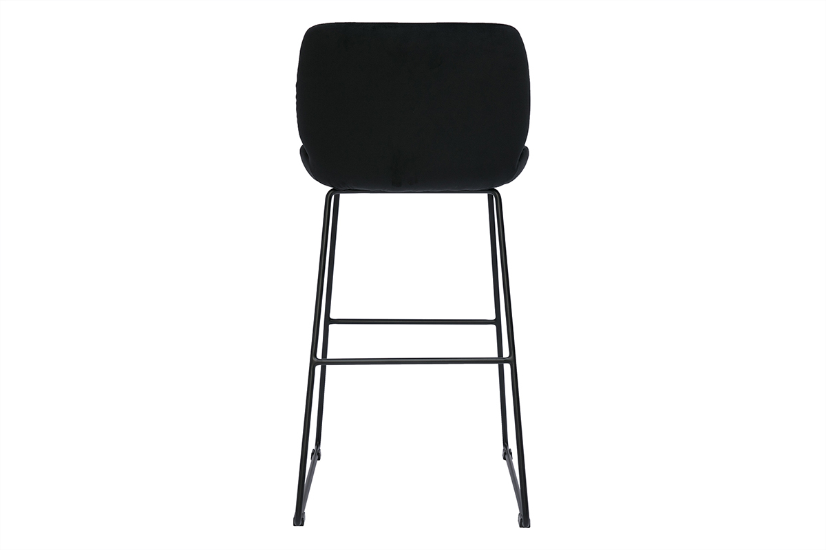 Tabourets de bar fixes en tissu velours noir pieds mtal noir (lot de 2) KAOLY