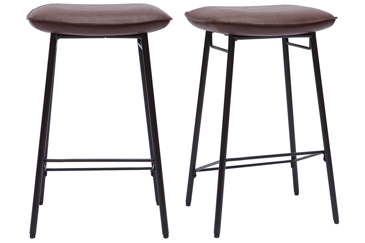 Tabourets de bar industriel marron fonc (lot de 2) DORY